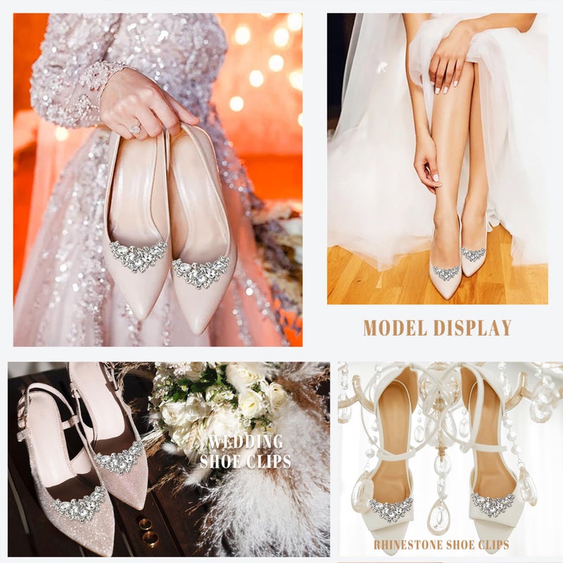 Flyonce Sparkling Rhinestone Crystal Shoe Clips Wedding Party Boots Decoration Shoes Charms 2 Pcs - Image 3